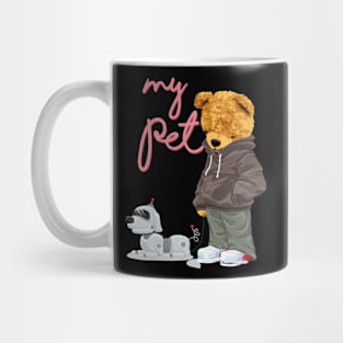 teddy bear with pet robot Mug